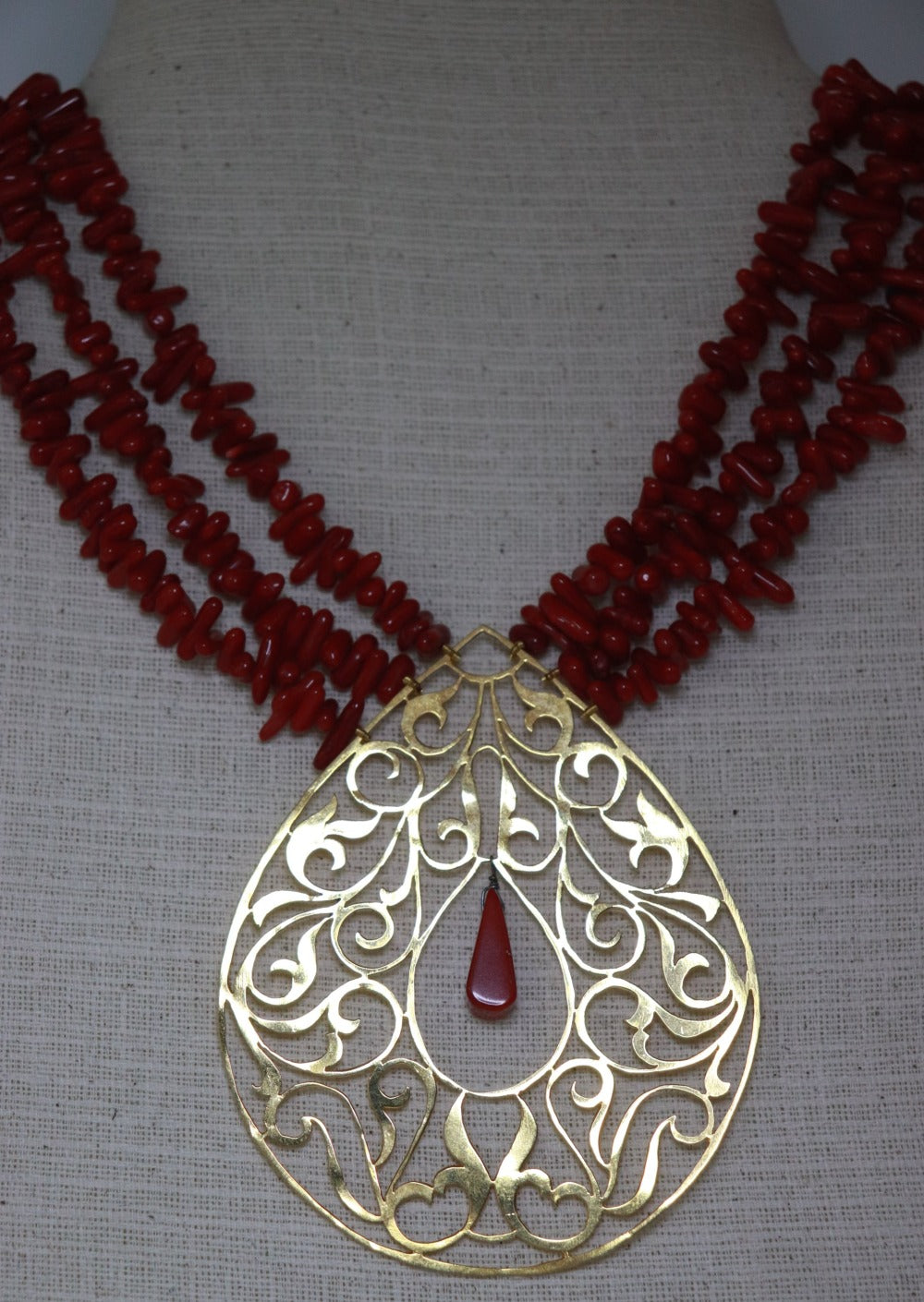 MQ Byzantine Necklace with Red Coral