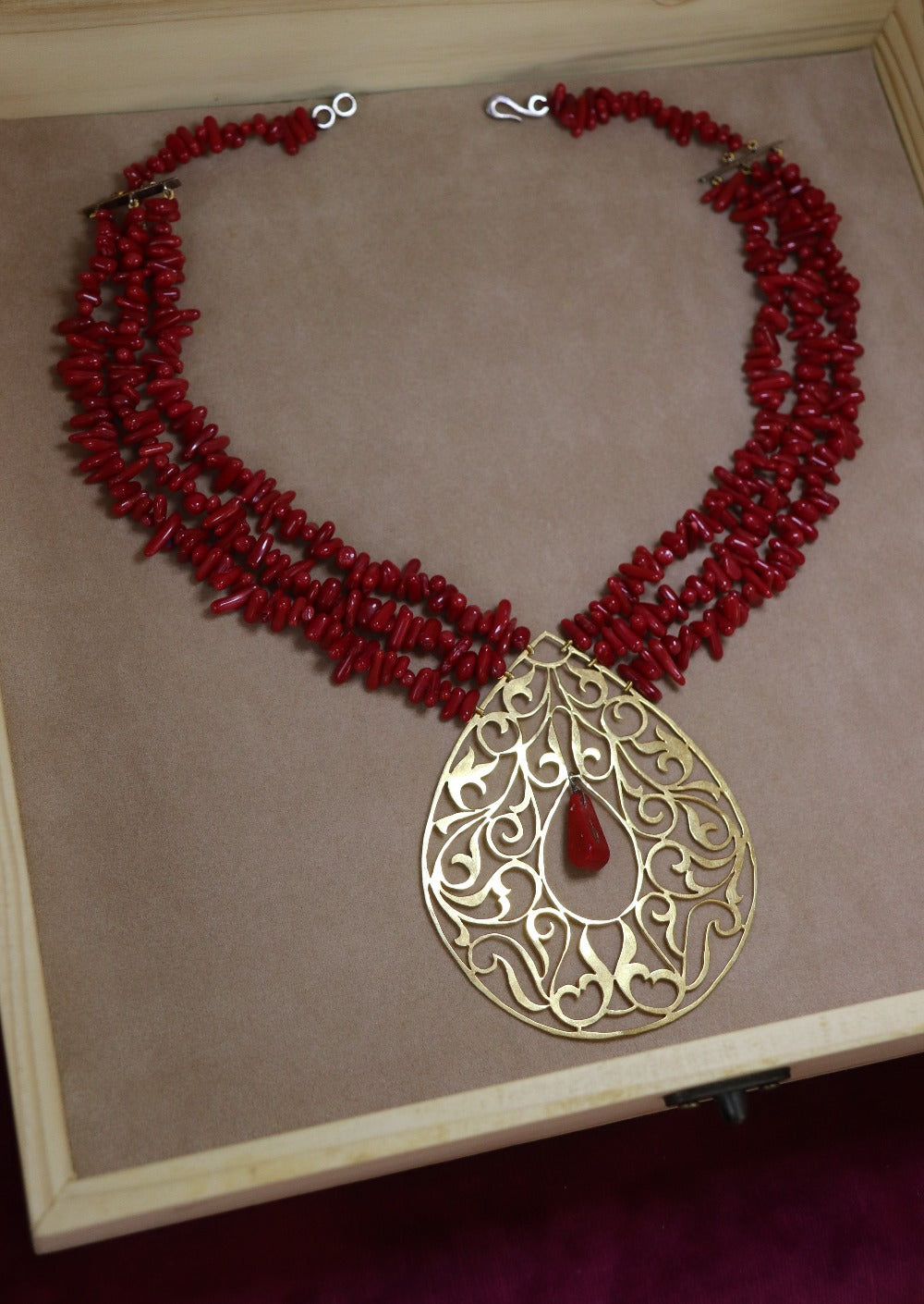 MQ Byzantine Necklace with Red Coral