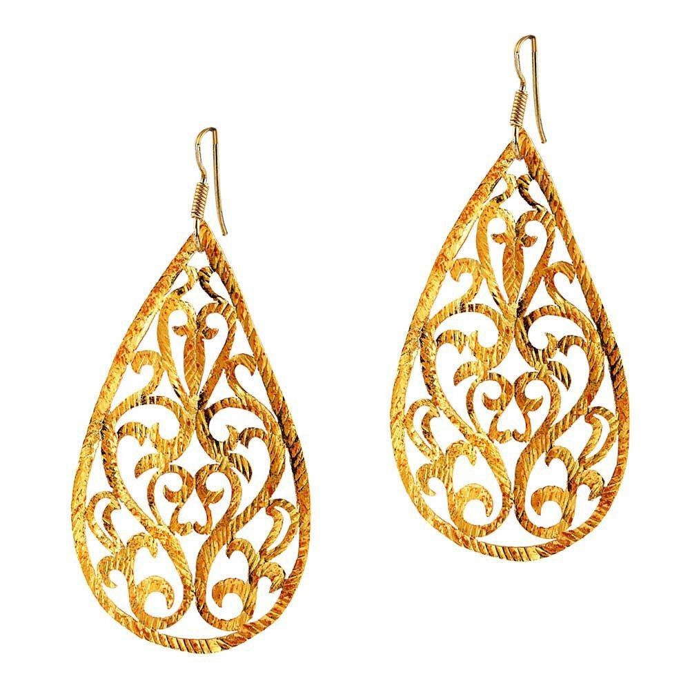 Precious 22 Karat Yellow Gold Filigree Drop Earrings