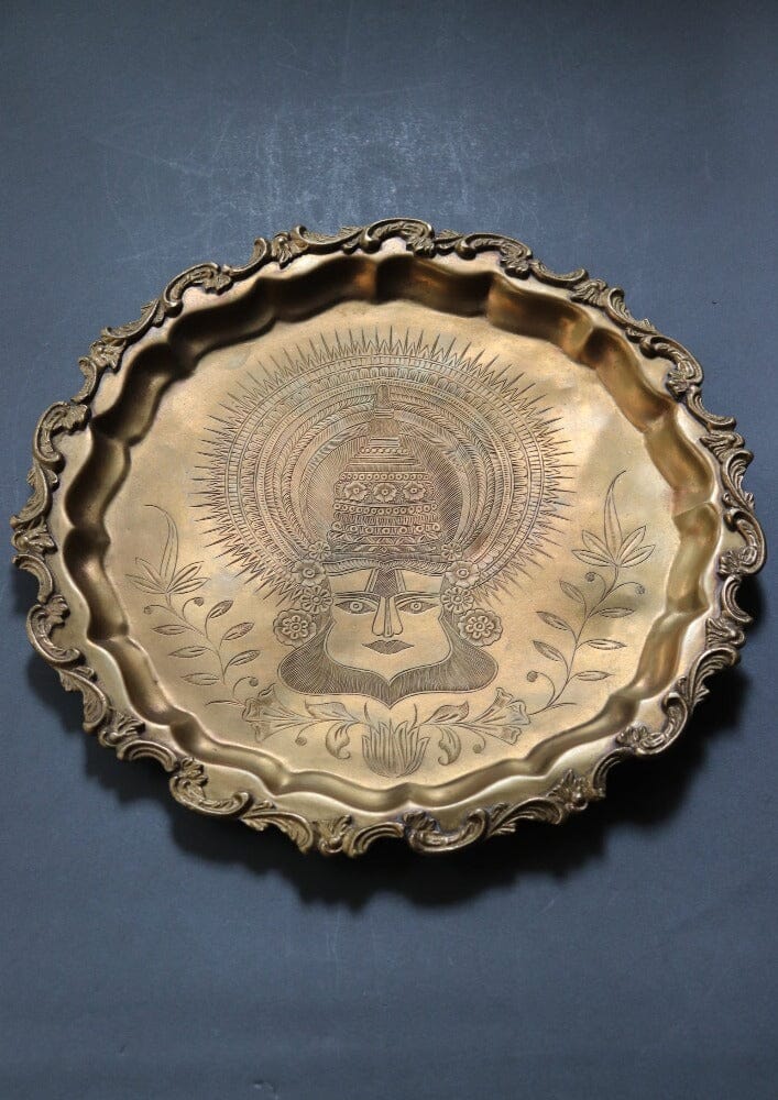 Vintage Etched Brass Tray