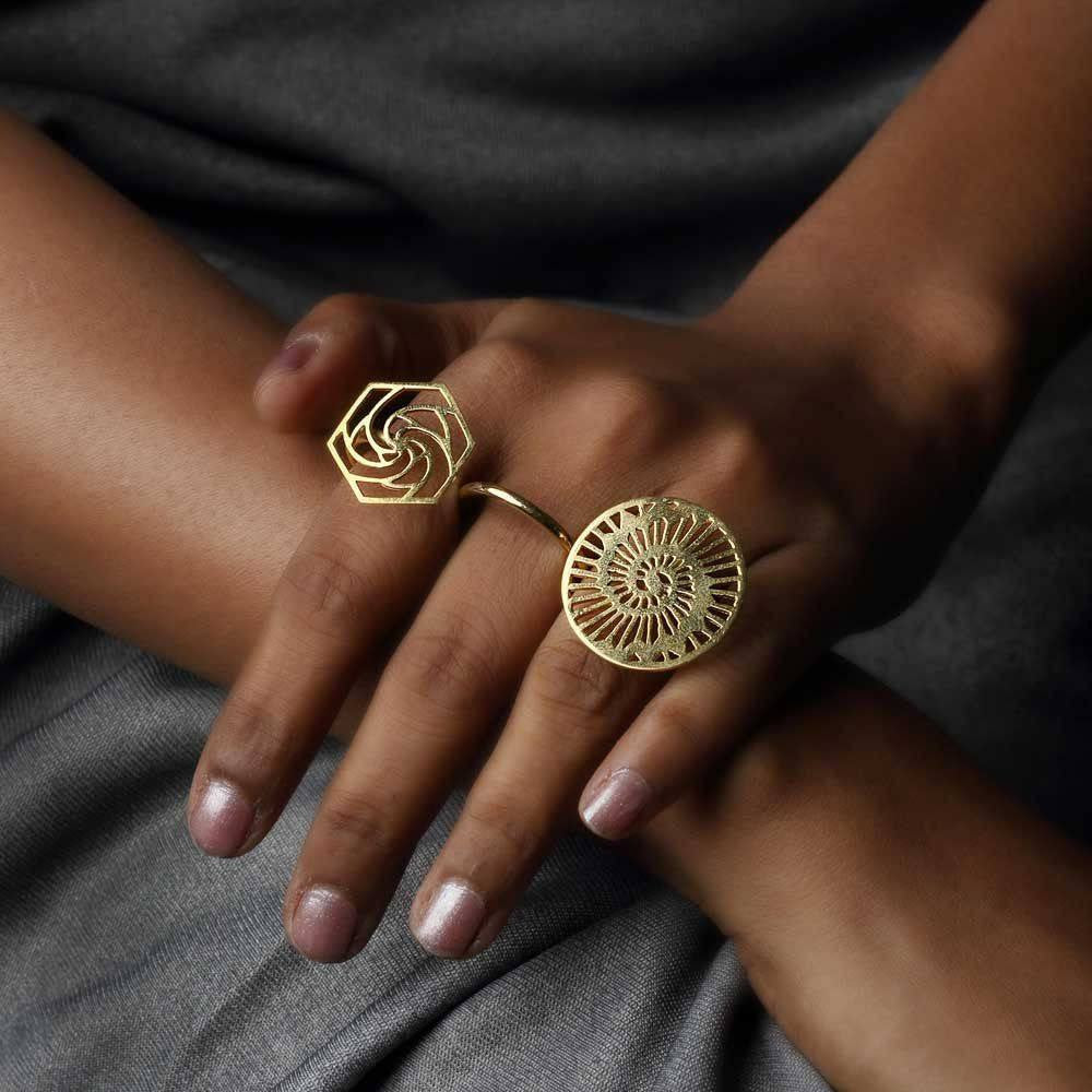 Sacred Geometry 3 Finger Ring