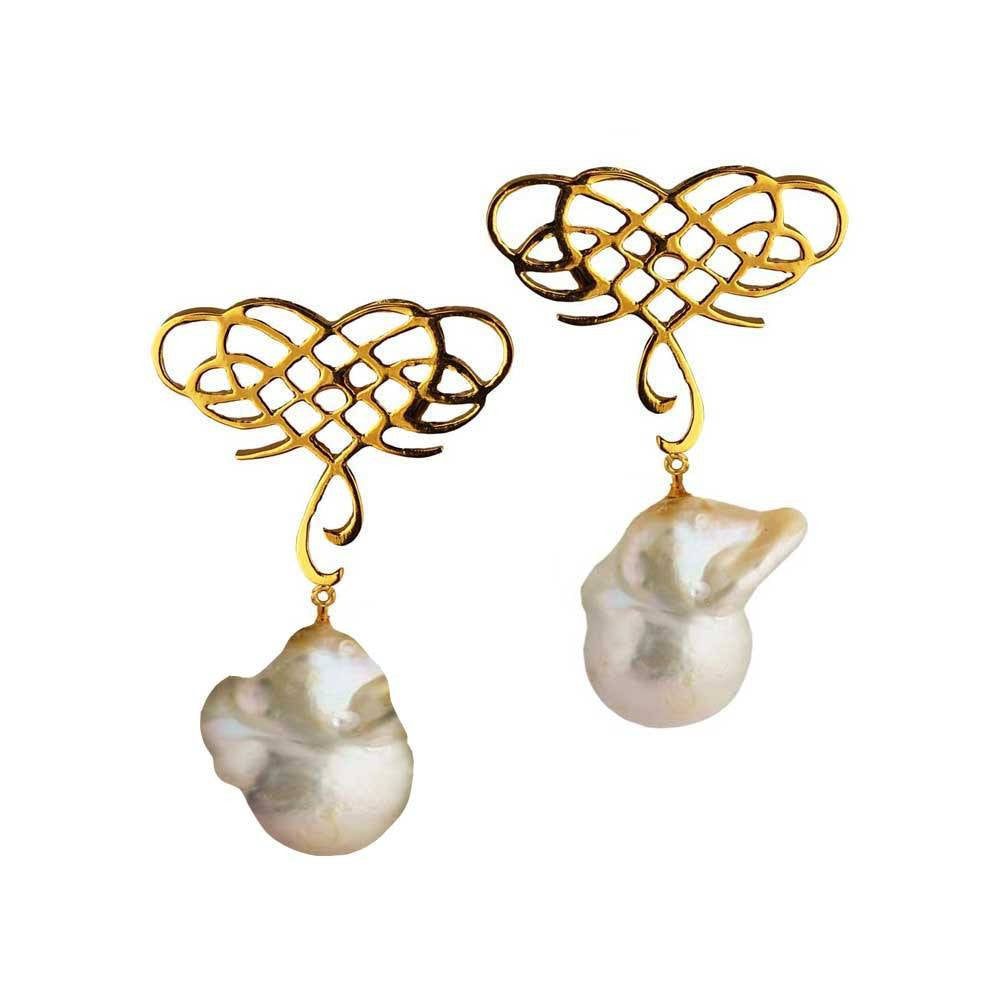 Infinite Love Earrings with Baroque Pearl